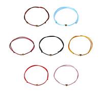 Pulsera trenzada de 7 piezas, pulseras de cuerda con corazón chapado en oro, dije hecho a mano con cuerda de hilo ajustable, útil y atractivo
