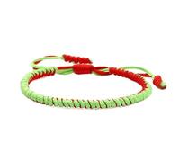 Pulsera trenzada de colores mixtos, budista tibetano, hilo blanco y negro, hecha a mano, nudo ajustable, regalo de joyería para hombres y mujeres, verde fluorescente 1