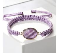 Pulsera trenzada de cuerda morada de la suerte para mujer, colgante de piedra natural, hecha a mano, ajustable, joyería budista, estilo 1