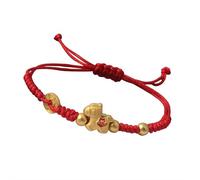 Pulsera trenzada de cuerda roja de caballo de la suerte 2026 con signo del zodiaco chino y caballo de Año Nuevo, talla única, Piedra, Ágata