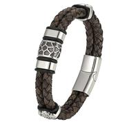 Pulsera Trenzada De Cuero Genuino Para Hombre, Pulsera Con Patrón Geométrico Vintage, Brazalete De Cuero Punk Rock, Joyería Informal Para Hombres Y Mujeres En El Día De San Valentín, Gris, 24 C