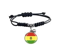 Pulsera trenzada de la bandera de Bolivia ajustable con cadena de nailon y cristal, pulsera de recuerdo, pulsera hecha a mano para hombre y mujer, regalo especial del día