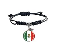 Pulsera trenzada de la bandera de México con cadena de nailon ajustable, pulsera de cristal, pulsera hecha a mano para hombre y mujer