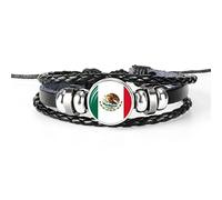 Pulsera Trenzada De La Bandera De México - Pulseras Con Botones De Vidrio De La Bandera Joyas,Steam Punk Ajustable Pulsera Hecha A Mano Para Hombre Mujer,Accesorios De Pulsera Tejidos Personaliz