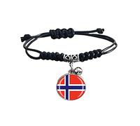 Pulsera trenzada de la bandera de Noruega, cadena de nailon ajustable, pulsera de cristal, hecha a mano, para hombre y mujer, regalo especial del día
