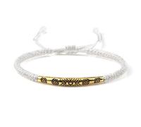 Pulsera trenzada de tubo largo de color dorado, con hilo rojo y negro, hecha a mano, ajustable, para hombres y mujeres, regalo de oración, color blanco