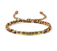 Pulsera trenzada de tubo largo de color dorado, con hilo rojo y negro, hecha a mano, ajustable, para hombres y mujeres, regalo de oración, multicolor