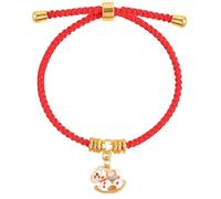 Pulsera trenzada hecha a mano para Año Nuevo 2026 con diseño de caballo de la suerte, color rojo, zodíaco chino, animal Feng Shui, pulsera ajustable para mujer, joyería de regalo de Año Nuevo, talla