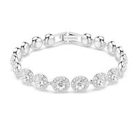 Swarovski Pulsera Tennis Una, Talla redonda, Blanca, Baño de rodio