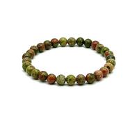 Pulsera UNAKITA - Piedras naturales semipreciosas energeticas para mujer y hombre - Hilo elastico con cuentas de bolas - Cristales curativos sanacion y curacion (Unakita)