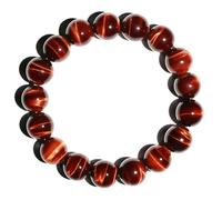 Pulsera unisex de ojo de tigre rojo de 12 mm, piedras preciosas naturales del chakra raíz, se adapta a muñecas extragrandes y fuertes de 9 pulgadas, trae suerte y fortuna, alivio de la ansiedad y el