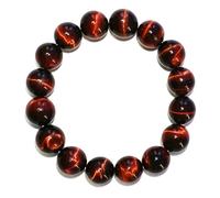 Pulsera unisex de ojo de tigre rojo de 14 mm, piedras preciosas naturales curativas del chakra raíz, se adapta a muñecas extragrandes y fuertes de 9 pulgadas, trae suerte y fortuna, alivio de la