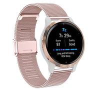 Pulsera Venu 2S Correa, 18mm Acero Inoxidable Reemplazar Metal Correa para Vivoactive 4S 40mm, Forerunner 255S, 255S Music, Vivomove 3S, Fossil Women's Q Venture HR Gen 4, Gen 3, Huawei Watch 1