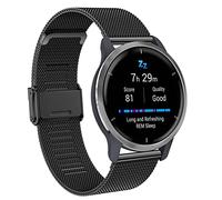 Pulsera Venu 2S Correa, 18mm Acero Inoxidable Reemplazar Metal Correa para Vivoactive 4S 40mm, Forerunner 255S, 255S Music, Vivomove 3S, Fossil Women's Q Venture HR Gen 4, Gen 3, Huawei Watch 1