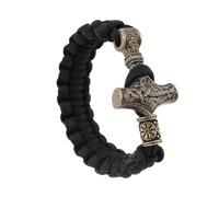 Pulsera Viking Mjolnir Bead Paracord Para Hombre - Pulsera Nórdica Acero Inoxidable Pulsera Cuerda Trenzada Odin Thor's Hammer - Joyería Protección Amuleto Pagano Nudo Celta Hecha A Mano(Helm of Awe_2