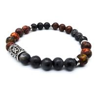 Pulsera vikinga de futhark runa de piedras preciosas (18/21 cm, para mujer/hombre), en caja de regalo, protección de la energía de la suerte, 18 cm Innenumfang, Piedras preciosas, acero inoxidable