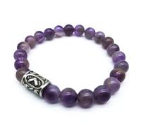 Pulsera vikinga de runa Futhark con gema (18/21 cm, para mujer/hombre) en caja de regalo, Protección, Felicidad, Energía, 18 cm Innenumfang, Gema