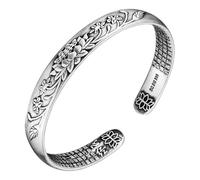 Pulsera Vintage de Plata Pura 999 Feng Shui, Sutra del corazón Mantra Pixiu de Seis Caracteres, Amuleto Budista Tibetano de Riqueza y Suerte, Ajustable for Hombres y Mujeres(Lo-Tus A)
