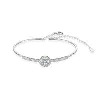 Pulsera vintage, joyería para mujer, pulsera con diamantes y diamantes creados, plata, oro blanco y Pt950, 16+5CM, PT950, Diamante sintético