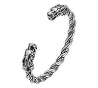 Pulsera Vintagea - Brazalete de Cabeza de Lobo para Hombre, Anillo de Brazo de Mito Nórdico | Pulsera de Joyería Nórdica para Uso en Muñeca de Hombre, Abierta de Aleación de Zinc con Diseño de