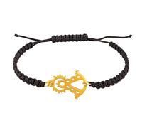 Pulsera Virgen del Rocío - Mujer o hombre - Macramé Ajustable - Acero Inoxidable Hipoalergénico - Joya Religiosa Hecha en España - Regalo Fe y Protección (Rocío_Oro)