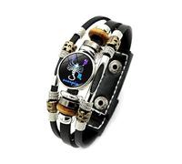 Pulsera Zodiaco Que Brilla En Oscuridad Para Hombres Mujeres Luminosa Pulsera De Cuero Sintético Multicapa Con Las 12 Constelaciones Pulsera De Astrología Horóscopo Regalos De Joyería Escorpio