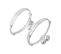 Pulseras, 2 piezas chapadas en plata para niños, pulsera de campana, pulsera inglesa, letra tallada, regalo recién nacido de alta calidad atractivo diseño