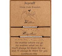 Pulseras a juego con código morse para parejas, mujeres, hombres, promesa de meñique, joyería de larga distancia, regalo del día de San Valentín, para novias y novias, 2 pulseras para él y ella, regalo de cumpleaños de Navidad, para esposa, novia, amigas, mejor amiga, Acero inoxidable, Sin gemas.