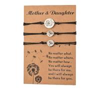 Pulseras a juego madre-hija, pulsera para la vuelta al cole, mamá y yo | Juego de 3 pulseras a juego con flores madre-hija, pulsera ajustable para el primer día de clase, bra