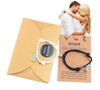 Pulseras a juego para parejas | pulsera de amor con imán de corazón y cuentas luminosas de dinosaurio,Pulsera Corazón Best Friend Con Cordón Ajustable Para El Día De San Valentín