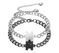 Pulseras a juego para parejas, pulseras de acero inoxidable con corazón de rompecabezas para mujeres y hombres, regalo perfecto de aniversario y día de San Valentín, juego de pulseras para novio