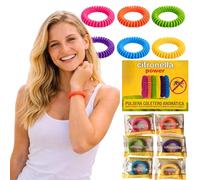 Pulseras Antimosquitos Citronela Power - Pack 6 Colores con Bolsas Individuales - Coletero Aromático Repelente para Muñeca Tobillo Cabello - Verano Exterior Interior
