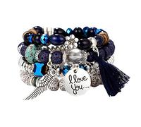 Pulseras apilables para mujer, juego de pulseras multicapa de 4 hebras, pulseras de 36 pares de aretes de perlas para mujeres y niñas, talla única, Metal, No es una piedra preciosa