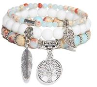 Pulseras Boho De Mujer, Pulseras De Cuentas Multicapa De Mujer, Pulsera De Yoga, Pulsera Bohemia Ajustable, Pulsera De JoyeríA Boho, Juego De Pulseras De Piedras Preciosas (Perlas del Amazonas)