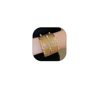 Pulseras brillantes de oro de 14 quilates con diamantes de imitación para mujer, delicado brazalete de alambre de metal indio, elegante regalo de joyería de celebración de fiesta, L, aleación, No es