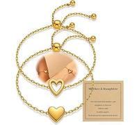 Pulseras chapadas en oro de 18 quilates para madre e hija, regalo para el día de la madre, cumpleaños, amigas, joyería de corazón, pulseras para mamá y yo para mujer, pulseras de amistad ajustables a