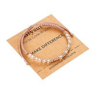 Pulseras con código morse para mujeres, adolescentes, niñas, regalos inspiradores trenzados, pulseras ajustables para mejores amigas, regalos de cumpleaños rosas para ella, hermana, mamá, hija, novia, aniversario, joyería de Navidad, Adjustable, Metal, Sin gemas.