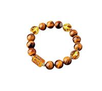 Pulseras con cuentas de tigre de la riqueza de tres caras, las pulseras del estiramiento de cristal de la energía Feng Shui para mujeres atraen riqueza y buena suerte, pulsera de piedras naturales