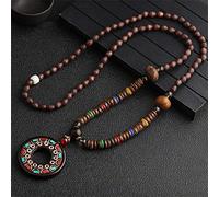 Pulseras con cuentas, joyería de pulsera, collares Collar hecho a mano unisex Cuentas madera Nepal Colgante y collar Cuerno pez étnico Declaración larga Joyería for hombres mujeres