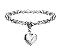 Pulseras con dije de inicial para mujer, pulseras con dije de corazón de acero inoxidable con 26 letras del alfabeto, joyería para adolescentes, mi primer reloj, talla única, Cobre, No es una piedra