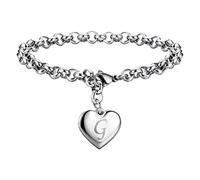 Pulseras con dije de inicial para mujer, pulseras con dije de corazón inoxidable para mujer, 26 letras, pulsera del alfabeto, joyería para adolescentes, mi primer reloj, talla única, Cobre, No es una