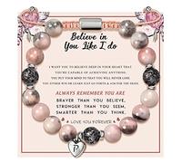 Pulseras con inicial para mujeres, adolescentes, niñas, regalos de cuentas, mejor amiga, regalo de cumpleaños para ella, cuentas trenzadas ajustables de roca de lava con letras A-Z, enlace para