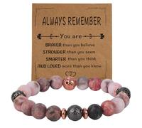 Pulseras Curativas Cuentas Cebra Rosa, Pulsera Cuentas Jaspe Cebra Rosa Piedra Natural con Cristal Tarjeta Joyería Meditación Yoga Regalo para Mujeres Cumpleaños Acción Gracias Navidad