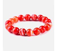 Pulseras de ágatas a rayas rojas para mujer, cuentas de piedra natural, pulsera hecha a mano, pareja, regalo de amistad, meditación-10mm