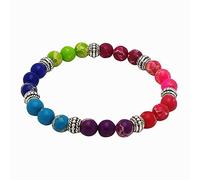Pulseras de alambre con cuentas de 8 mm para mujeres, hombres, yoga, equilibrio, energía, oración, piedra, 7 chakras, pulsera multicolor