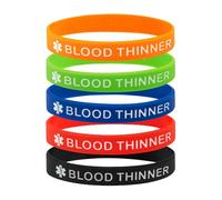 Pulseras de alerta médica anticoagulantes, paquete de 5 pulseras de silicona de 18 a 21 cm, Medium 18cm, Silicona, Sin piedra preciosa