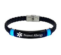 Pulseras de alerta médica personalizables que brillan en la oscuridad, pulsera de piel con alarma y alerta médica personalizable, para hombres y mujeres, Cuero, Acero inoxidable.