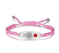 Pulseras de Alerta Médica Personalizadas Pulseras de Identificación de Acero Inoxidable Pulsera de Emergencia Pulsera SOS de Emergencia para Hombres y Mujeres, Grabado Gratuito, Medio, Silicona