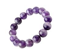 Pulseras de amatista púrpura, pulsera de perlas de amatista - pulsera de amatista de 8 mm con perlas naturales - piedra auténtica extensible Fa, Se référer au descriptif, Acero aleado, Consulte la