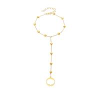 Pulseras de anillo de dedo chapadas en oro y plata, pulsera de cadena de mano con borla de corazón, mariposa, luna, estrella, cuentas de cristal, pulseras esclavas ajustables para mujer, estilo